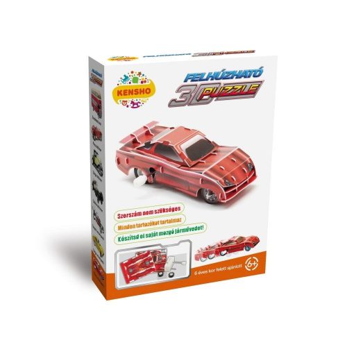 3D puzzle, Piros versenyautó Make Your Own Wind Up Red Racing Car